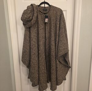 Blarney Woollen Mills Wool Blend Herringbone Cape (NWT) & Hat Irish Heritage OS
